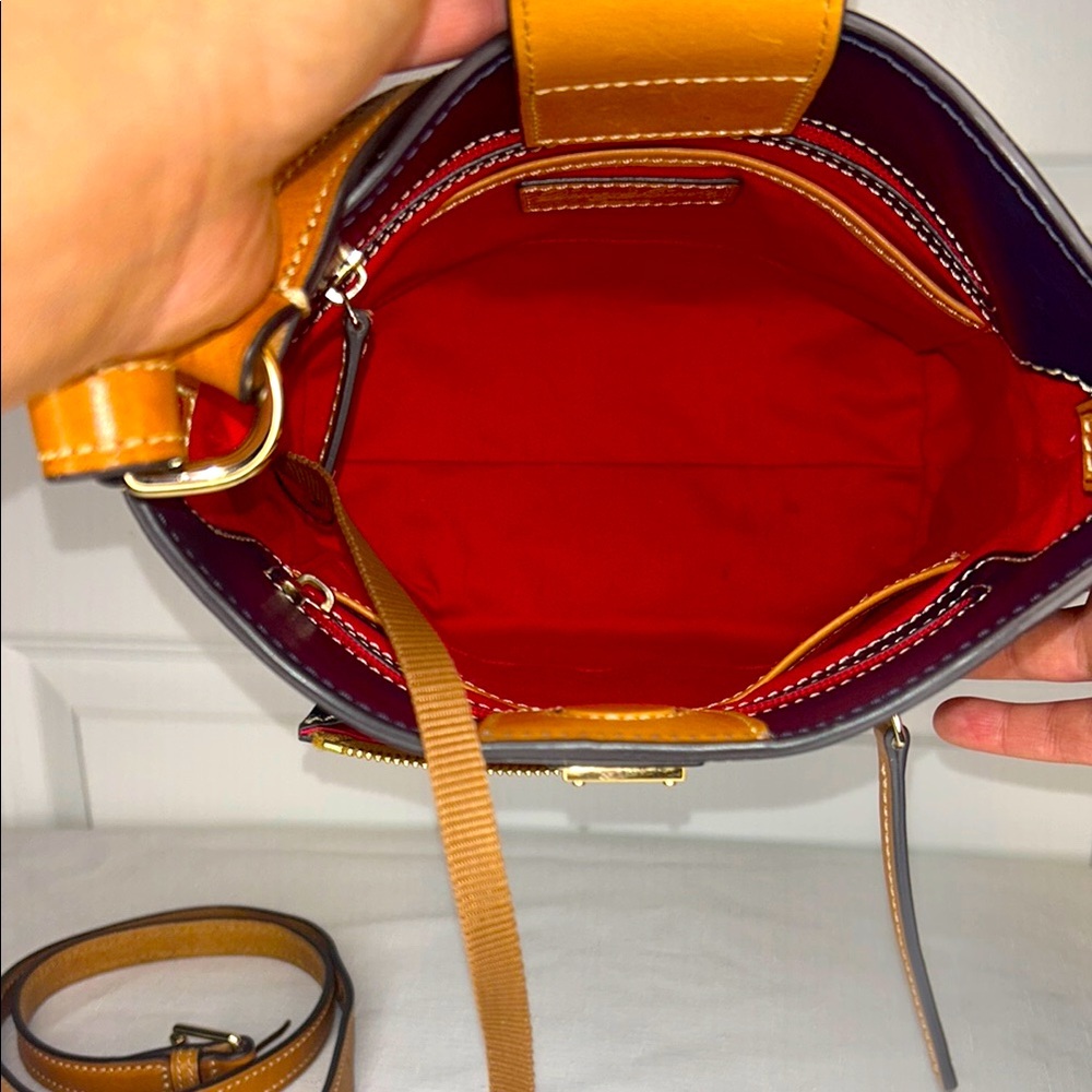 Dooney & Bourke Wexford Leather Ridley Satchel Midnight Blue with Gold Hardware - Picture 8 of 13